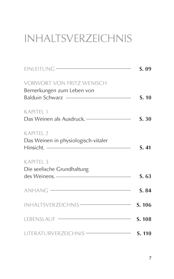 Inhverz-Weinen Schwarz, Balduin: Untersuchungen zur Psychologie des Weinens