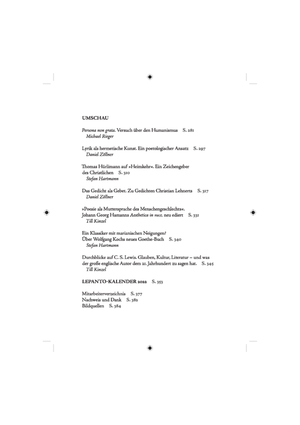 LA_2022_InhaltDEF_Inhaltsverzcg0mDjH15DPML_Seite_3 Fackelmann, Christoph; Kinzel, Till (Hrsg.): Lepanto-Almanach 3/2022